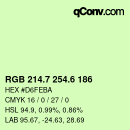 カラーコード: RGB 214.7 254.6 186 | qconv.com