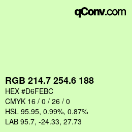 カラーコード: RGB 214.7 254.6 188 | qconv.com