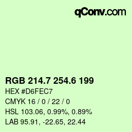カラーコード: RGB 214.7 254.6 199 | qconv.com