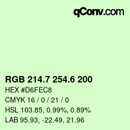 カラーコード: RGB 214.7 254.6 200 | qconv.com
