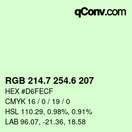 カラーコード: RGB 214.7 254.6 207 | qconv.com