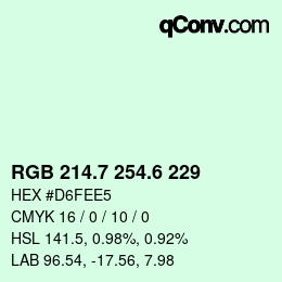 カラーコード: RGB 214.7 254.6 229 | qconv.com