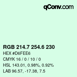 カラーコード: RGB 214.7 254.6 230 | qconv.com