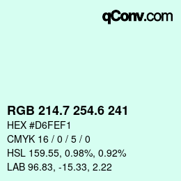 カラーコード: RGB 214.7 254.6 241 | qconv.com