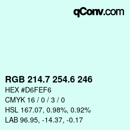 カラーコード: RGB 214.7 254.6 246 | qconv.com