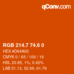 カラーコード: RGB 214.7 74.6 0 | qconv.com