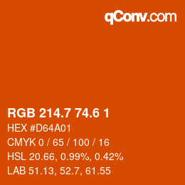 カラーコード: RGB 214.7 74.6 1 | qconv.com
