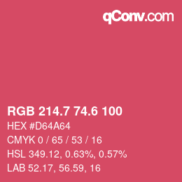 カラーコード: RGB 214.7 74.6 100 | qconv.com