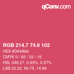 カラーコード: RGB 214.7 74.6 102 | qconv.com