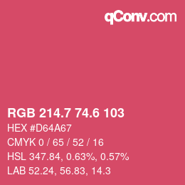 カラーコード: RGB 214.7 74.6 103 | qconv.com