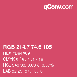 カラーコード: RGB 214.7 74.6 105 | qconv.com