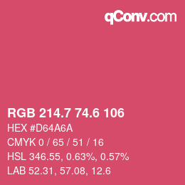 カラーコード: RGB 214.7 74.6 106 | qconv.com
