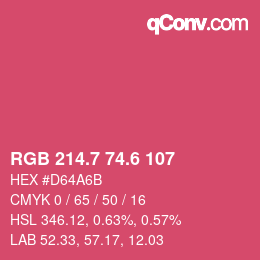 カラーコード: RGB 214.7 74.6 107 | qconv.com