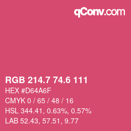 カラーコード: RGB 214.7 74.6 111 | qconv.com