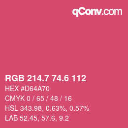 カラーコード: RGB 214.7 74.6 112 | qconv.com