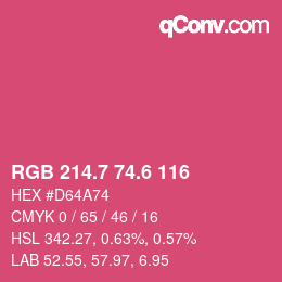 カラーコード: RGB 214.7 74.6 116 | qconv.com