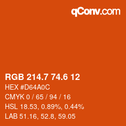 カラーコード: RGB 214.7 74.6 12 | qconv.com