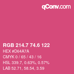 カラーコード: RGB 214.7 74.6 122 | qconv.com