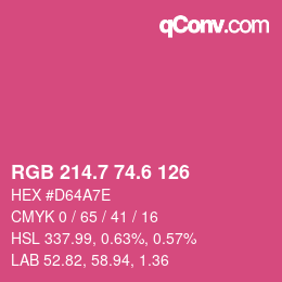 カラーコード: RGB 214.7 74.6 126 | qconv.com