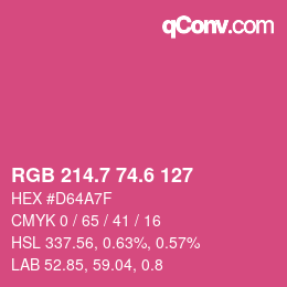 カラーコード: RGB 214.7 74.6 127 | qconv.com