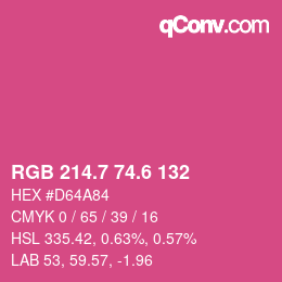 カラーコード: RGB 214.7 74.6 132 | qconv.com