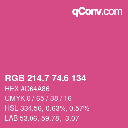 カラーコード: RGB 214.7 74.6 134 | qconv.com