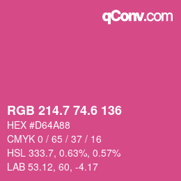 カラーコード: RGB 214.7 74.6 136 | qconv.com