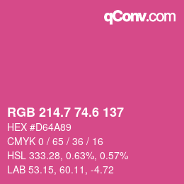 カラーコード: RGB 214.7 74.6 137 | qconv.com