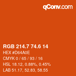 カラーコード: RGB 214.7 74.6 14 | qconv.com