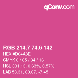 カラーコード: RGB 214.7 74.6 142 | qconv.com