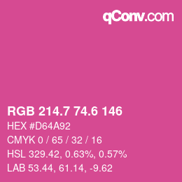 カラーコード: RGB 214.7 74.6 146 | qconv.com