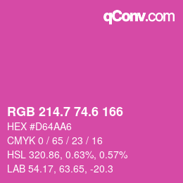 カラーコード: RGB 214.7 74.6 166 | qconv.com