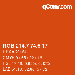 カラーコード: RGB 214.7 74.6 17 | qconv.com