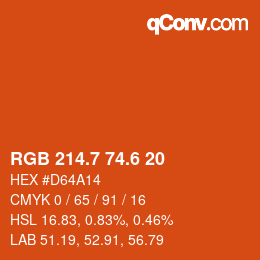 カラーコード: RGB 214.7 74.6 20 | qconv.com