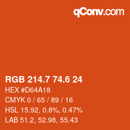 カラーコード: RGB 214.7 74.6 24 | qconv.com
