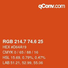 カラーコード: RGB 214.7 74.6 25 | qconv.com