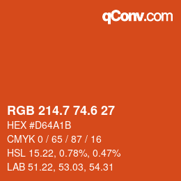 カラーコード: RGB 214.7 74.6 27 | qconv.com
