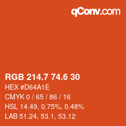 カラーコード: RGB 214.7 74.6 30 | qconv.com