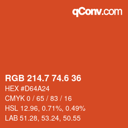 カラーコード: RGB 214.7 74.6 36 | qconv.com