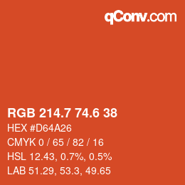 カラーコード: RGB 214.7 74.6 38 | qconv.com