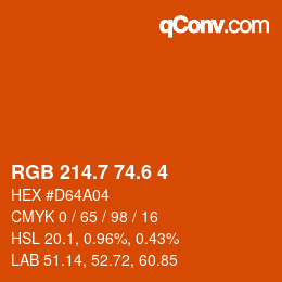 カラーコード: RGB 214.7 74.6 4 | qconv.com