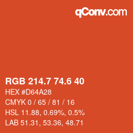 カラーコード: RGB 214.7 74.6 40 | qconv.com