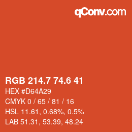 カラーコード: RGB 214.7 74.6 41 | qconv.com
