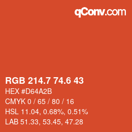 カラーコード: RGB 214.7 74.6 43 | qconv.com