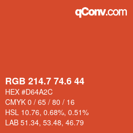 カラーコード: RGB 214.7 74.6 44 | qconv.com