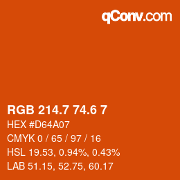 カラーコード: RGB 214.7 74.6 7 | qconv.com