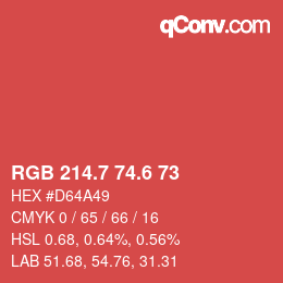 カラーコード: RGB 214.7 74.6 73 | qconv.com