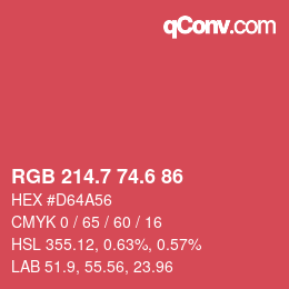 カラーコード: RGB 214.7 74.6 86 | qconv.com