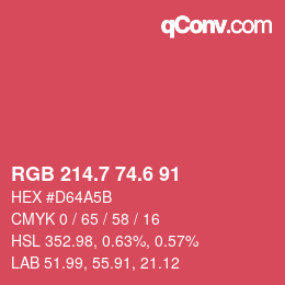 カラーコード: RGB 214.7 74.6 91 | qconv.com