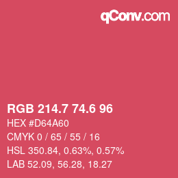 カラーコード: RGB 214.7 74.6 96 | qconv.com